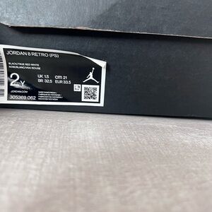 Jordan 8 Retro PS Black Red White Box